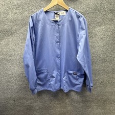 Cherokee Lab Coat Women Medium Blue Snap Front Medical Nursing Lab Workwear