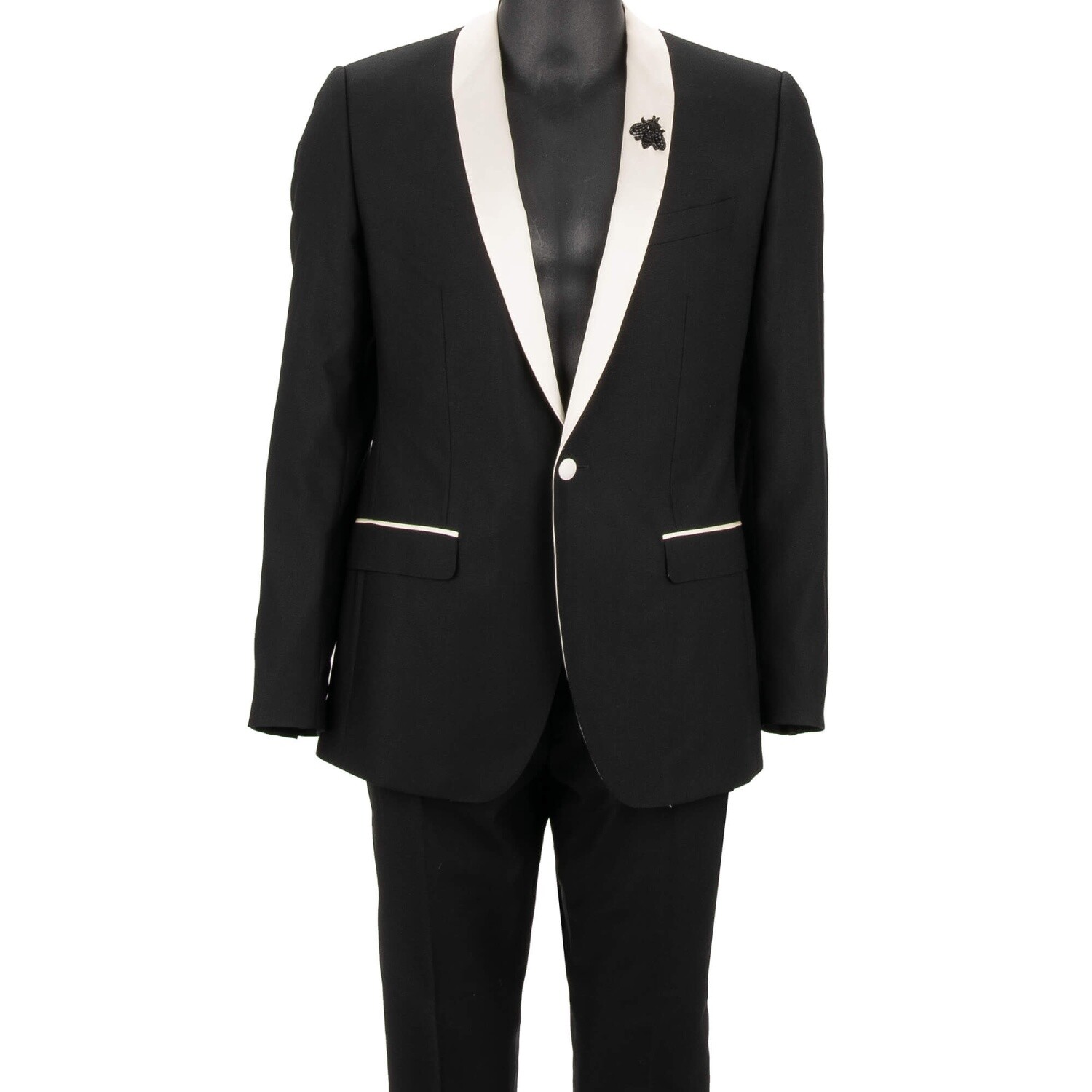 DOLCE & GABBANA MARTINI Crystal Bee Silk Wool Suit Jacket Black 48 38 M 12404