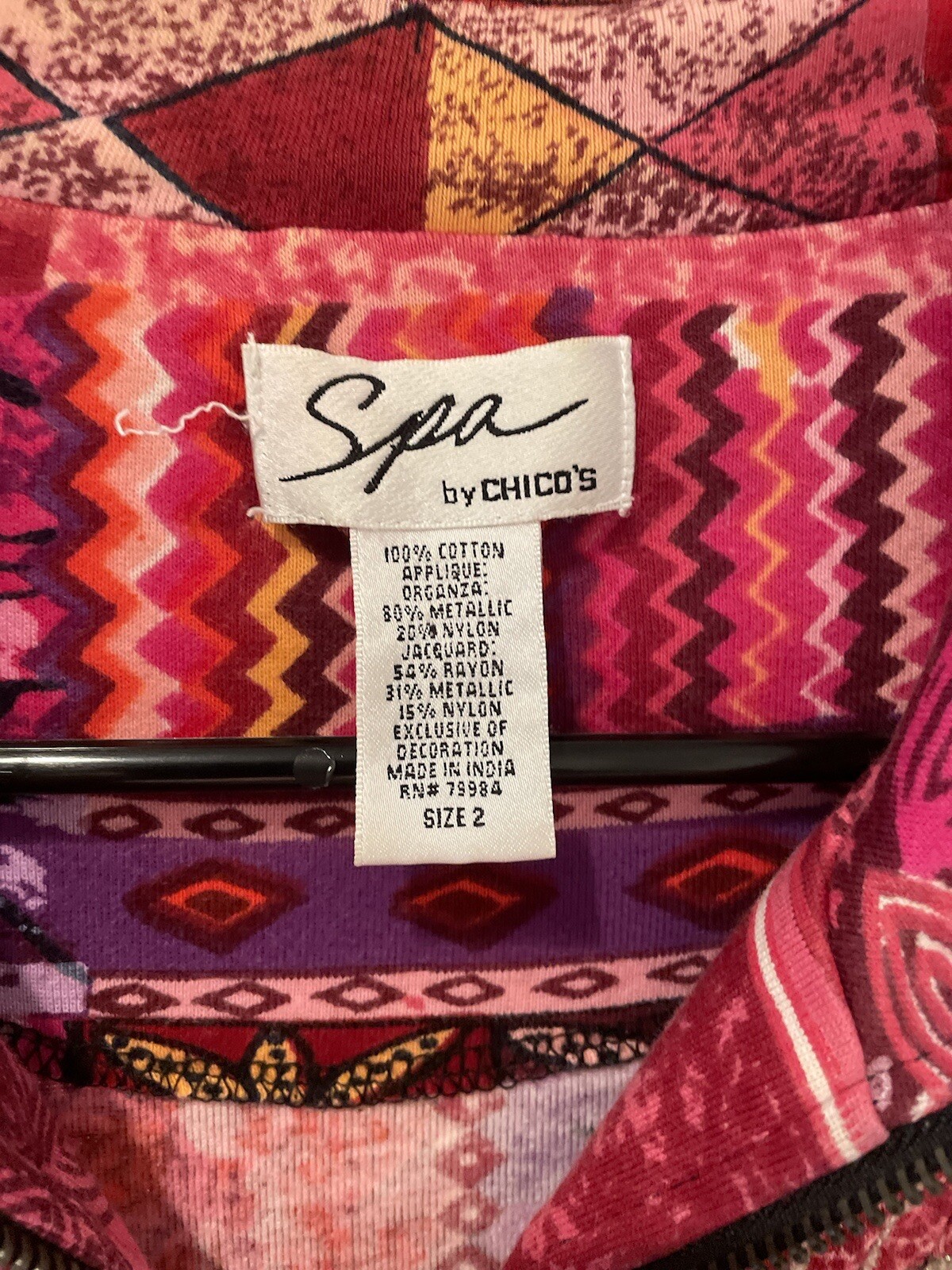 SPA BY CHICO’S  Patchwork  Textured Full Zip Jack… - image 2