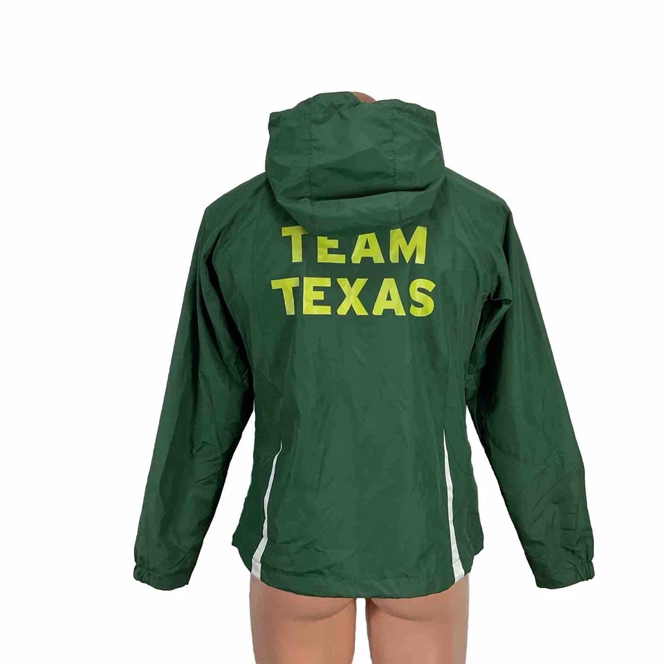 Chaqueta del Equipo Nacional de Texas de la USTA para Mujer Mediana M Verde Oscuro Cremallera Completa Capucha Foto 2 de 4