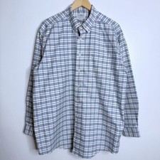 NWOT L.L Bean Men's Traditional Fit Plaid Button Down Shirt White/Blue 17-34