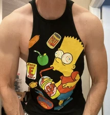 mens -   Sz M Simpsons  Workout  shirt Stringer - MUSCLE CUT - Gains