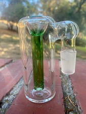 Glass Ash Catcher bowl 18mm Male 90 Degree Green Downstem  Fixed
