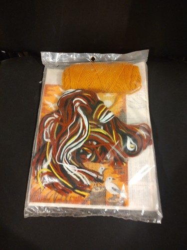 Vintage Bucilla Nadelspitzen-Set Meereslandschaft Bild Leuchtturm Möwen Sonnenuntergang 4808 - Bild 2 von 2