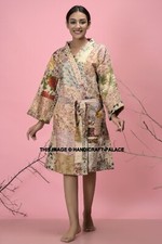Silk patchwork handmade kantha jacket japanese kimono style kantha robe winter