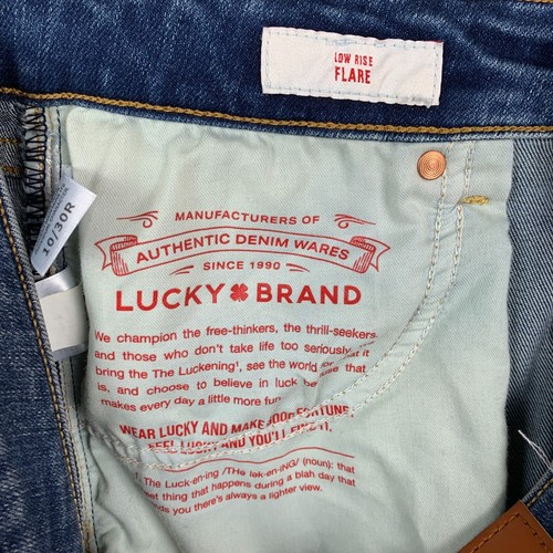 Pantalones de mezclilla Lucky Brand talla 10/30 azules tiro bajo acampanados pierna ancha bolsillos con solapa - Imagen 11 de 13