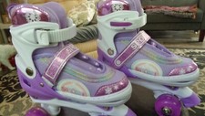 ROLLER SKATES FOR GIRLS KIDS PURPLE SPORT LIGHT UP WHEELS SIZE 13/M ADJUSTABLE