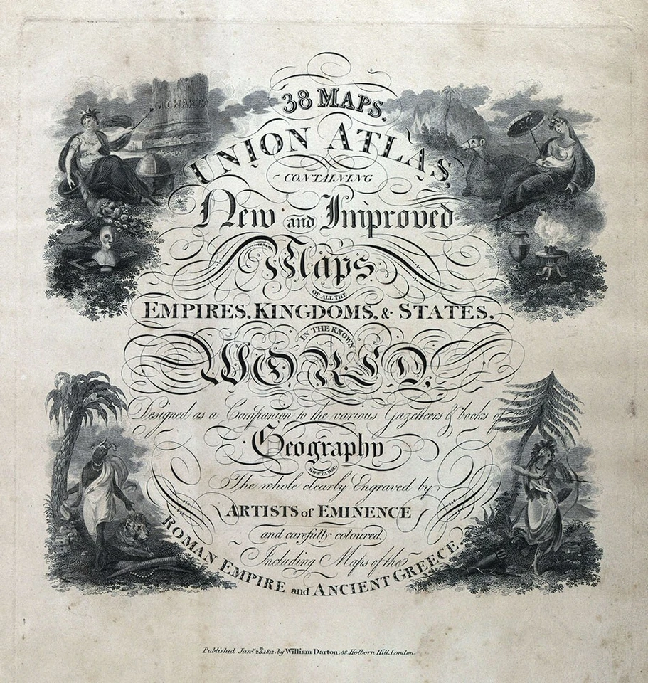 1812 Union Atlas Title Page William Darton London England Vignettes Typography - Image 2 of 3