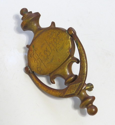Antique Brass Door Knocker FISHER Engraved in Old English SHIPS FREE LOWER 48!