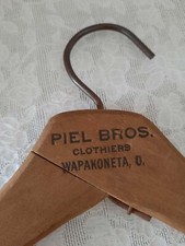 Vintage Wooden Hanger PIEL BROS, CLOTHIERS Wapakoneta, O