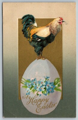 1908  Easter Greetings  Embossed  Postcard