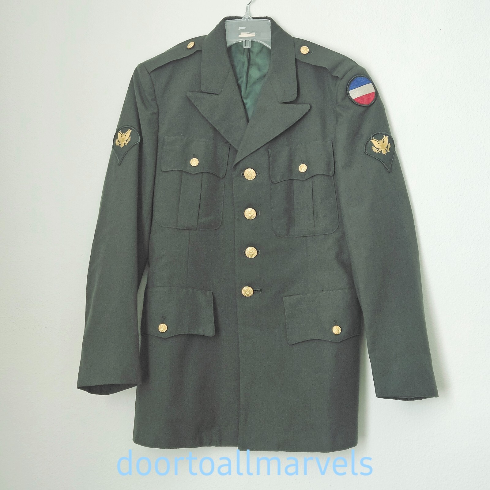 Vintage Military Army Coat Green Men sz 37R Bay I… - image 1