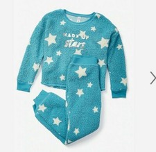 Justice Girls made of stars sherpa pajama set color Aruba size 8