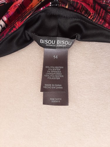 Vintage BISOU BISOU SPAGHETTI STRAP ABSTRACT RUCHED MULTICOLOR DRESS NWT Sz 14 - Picture 10 of 12