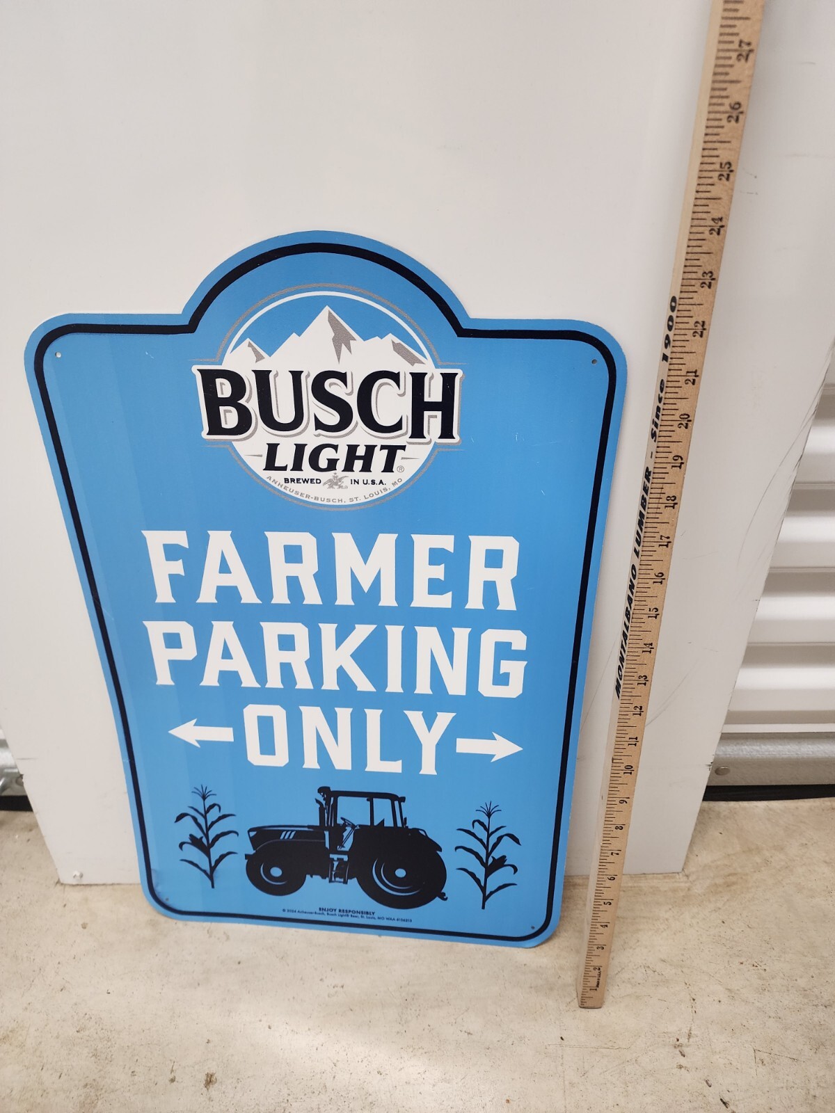 Busch Light Beer Metal Bar Sign Brewed For The Farmers Budweiser Tractor