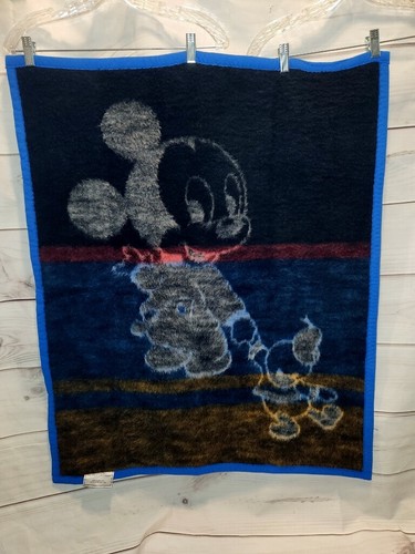 VTG '80s Biederlack Baby Mickey Mouse Donald Duck Blanket Nap Wrap 30x37 - Picture 10 of 11