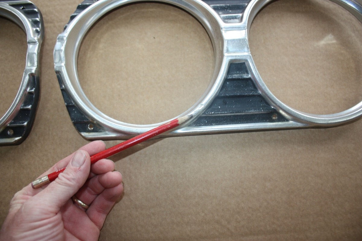1965 Malibu / Chevelle / El Camino Headlight Lamp Bezel Lower Trim Molding – Pair – The Parts Place Inc.