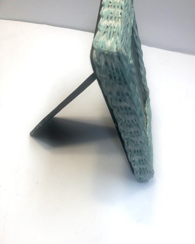 Bilderrahmen aus Korbgeflecht, blau Shabby Chic, Boho, MCM Coastal 80’s Photo Vintage - Bild 7 von 12