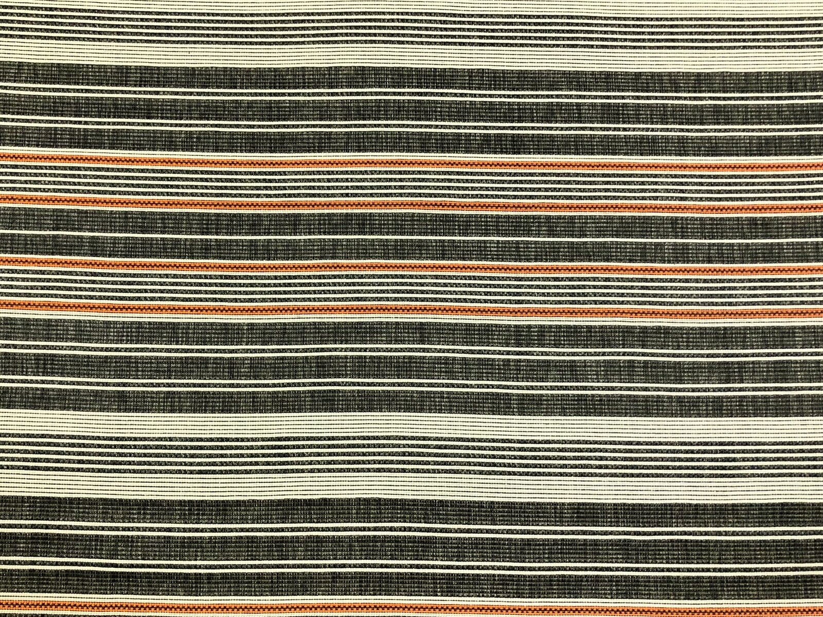 Designer Performance Charcoal Grey Ivory Orange Stripe Woven Upholstery Fabric Natychmiastowa dostawa niska cena