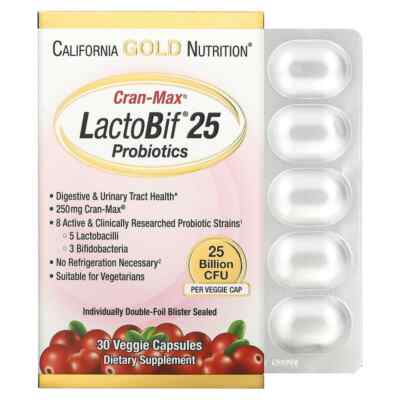 NEW California Gold Nutrition, LactoBif Probiotics, 25 Billion CFU - 30 Capsules