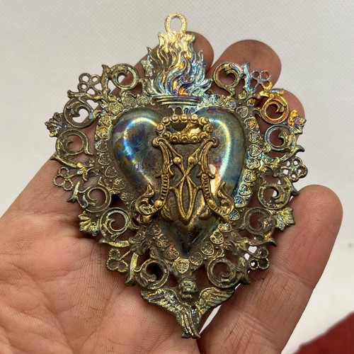 Ex voto vintage cuore sacroprofilo love sacro tattoo vintage cesellatura 9x7 cm - Foto 5 di 5