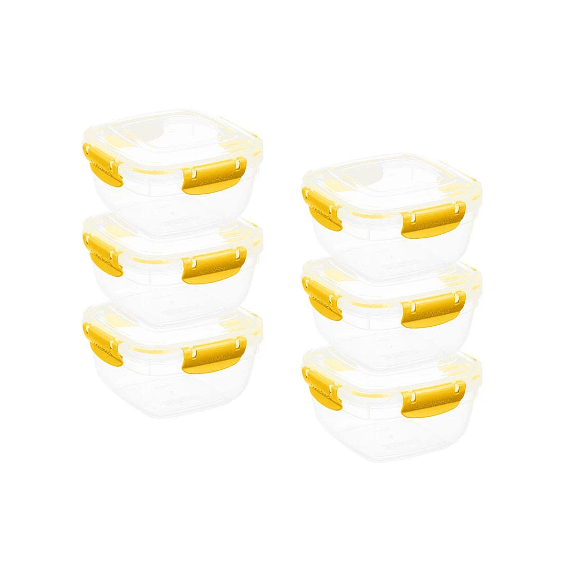 Superio Plastic Food Storage Containers, Airtight Lids, 30 oz., Yellow, 6 pack