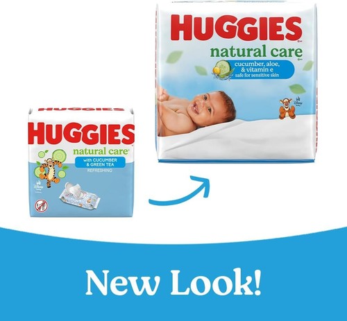 Huggies Natural Care Refreshing Sensitive Baby Wipes, 6 Flip-Top Pack (288 Wipe) - Imagen 2 de 7