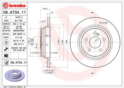 2 x BREMBO 08.A734.11 Bremsscheibe für MERCEDES-BENZ