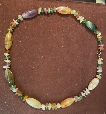 Vintage Art Plastic  Multicolor Marble Transparent Opaque Beads 23'' long