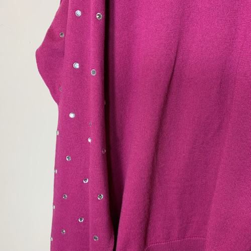 Michael Kors Sweater Womens M Purple Oversized Tunic Glam Crystal Stud MSRP $125 - Picture 9 of 15