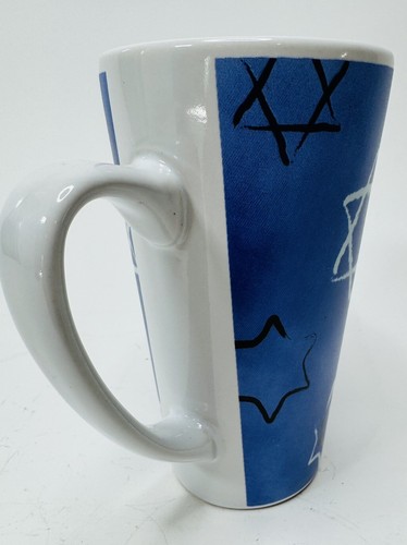 Jewish Star of David Hanukkah 11 oz Blue and White Ceramic Mug Royal Norfolk - Picture 7 of 11
