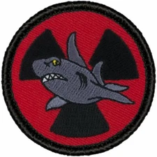 Red Radioactive Shark Patrol Patch - 2" Round Embroidered Patch