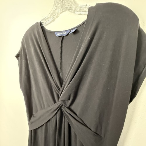 Lands End Maxi Dress Cotton Jersey V Neck Wrap Small Navy Black Sleeveless Beach - Picture 6 of 9
