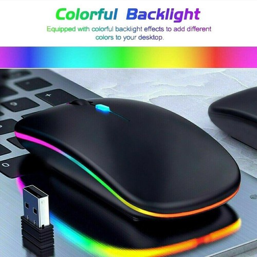2.4GHz Wireless Bluetooth Optical Mouse Rechargeable RGB MiceHOT - Photo 10/12