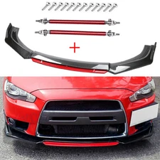 Front Bumper Lip Splitter Spoiler Body Kit Carbon Fiber Rods For Mitsubishi