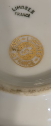 Vintage Limoses 4" French Hand Paintes Ashtray Decor Goldtone Accent Immaculate - Picture 7 of 9