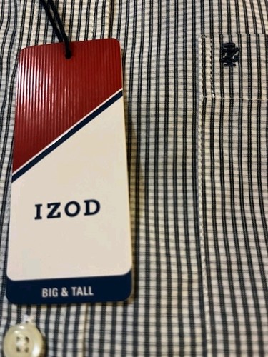NWT IZOD Big & Tall Blue Check Long Sleeve Button Down Dress Shirt 3XL - Afbeelding 2 van 5