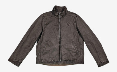 American Eagle Denim Bomber Jacket Men's size MEDIUM Brown Full Zip Y2K VTG