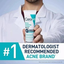 CeraVe Acne Foaming Cream Wash with Benzoyl Peroxide 10% Maximum Strength 150ml