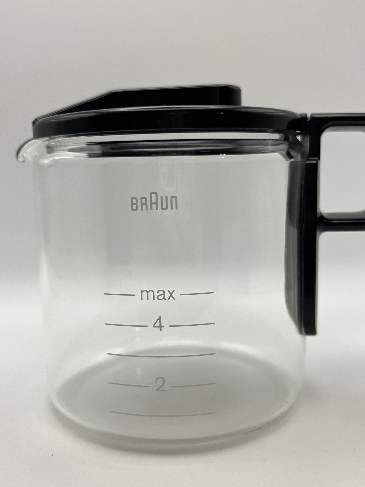 Braun Espresso Master 4 Cup Glass Carafe w/ Lid Replacement 3062 E300 E600 OEM