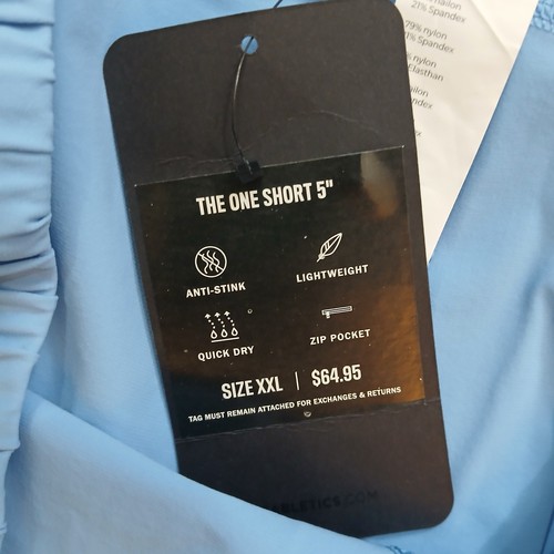 Pantaloncini Fabletics Uomo XXL 2XL Blu The One Corti Performance Corsa Palestra 5" - Foto 3 di 10