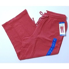 Jessica Simpson Women's Gauze Wide Leg Cropped Pants Red Size Large