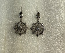 Vintage 925 Sterling Silver CZ Dangle Earrings