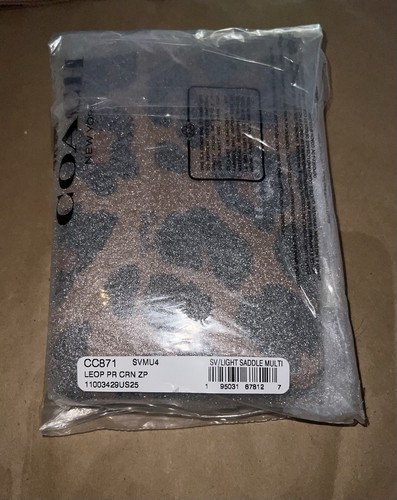 NWT COACH Corner Zip Wristlet Wallet CC871 Leopard Print Silver/Light Saddle NEW - Picture 3 of 3