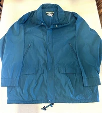 VINTAGE LL Bean Green Rain Jacket Mens Large Full Zip Windbreaker, Size L