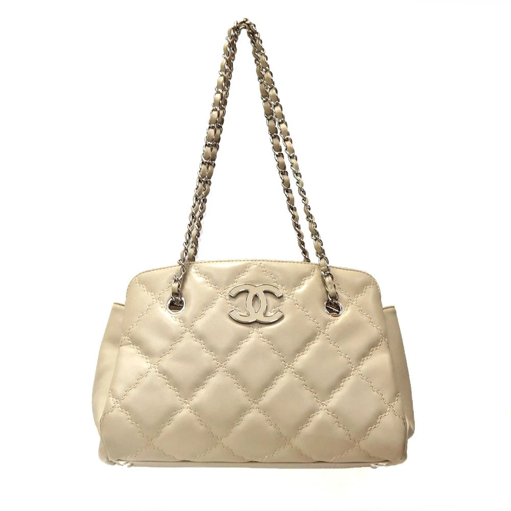 Chanel — Chanel Ultra Stitch Chain Tote Bag A66134 Leather Beige Shoulder Bag #KNB307