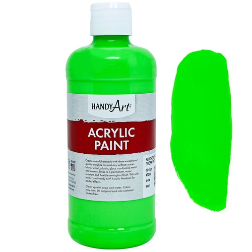 Handy Art Acrylic Paint, Fluorescent Green, 16 oz Bottle, Glow UV Neon Under ... - Picture 1 of 5