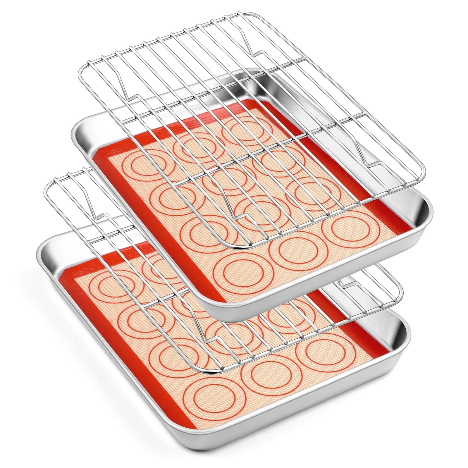 Toaster Oven Tray, 9.3inch Stainless Steel Baking Pans Cookie Sheets for Baki...
