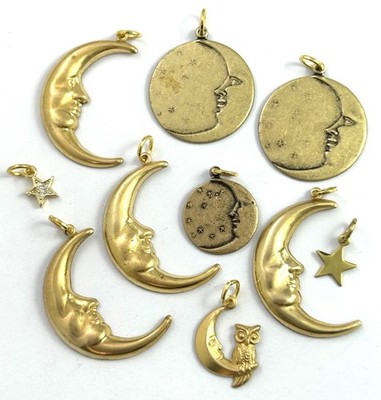 Moon Themed Jewelry Lot Star Celestial Charm Pendant As Is Craft