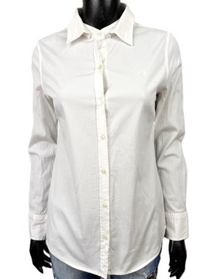 Fred Perry Damen Hemd Weiß Slim Abnehmbarer Kragen Größe L Stretch